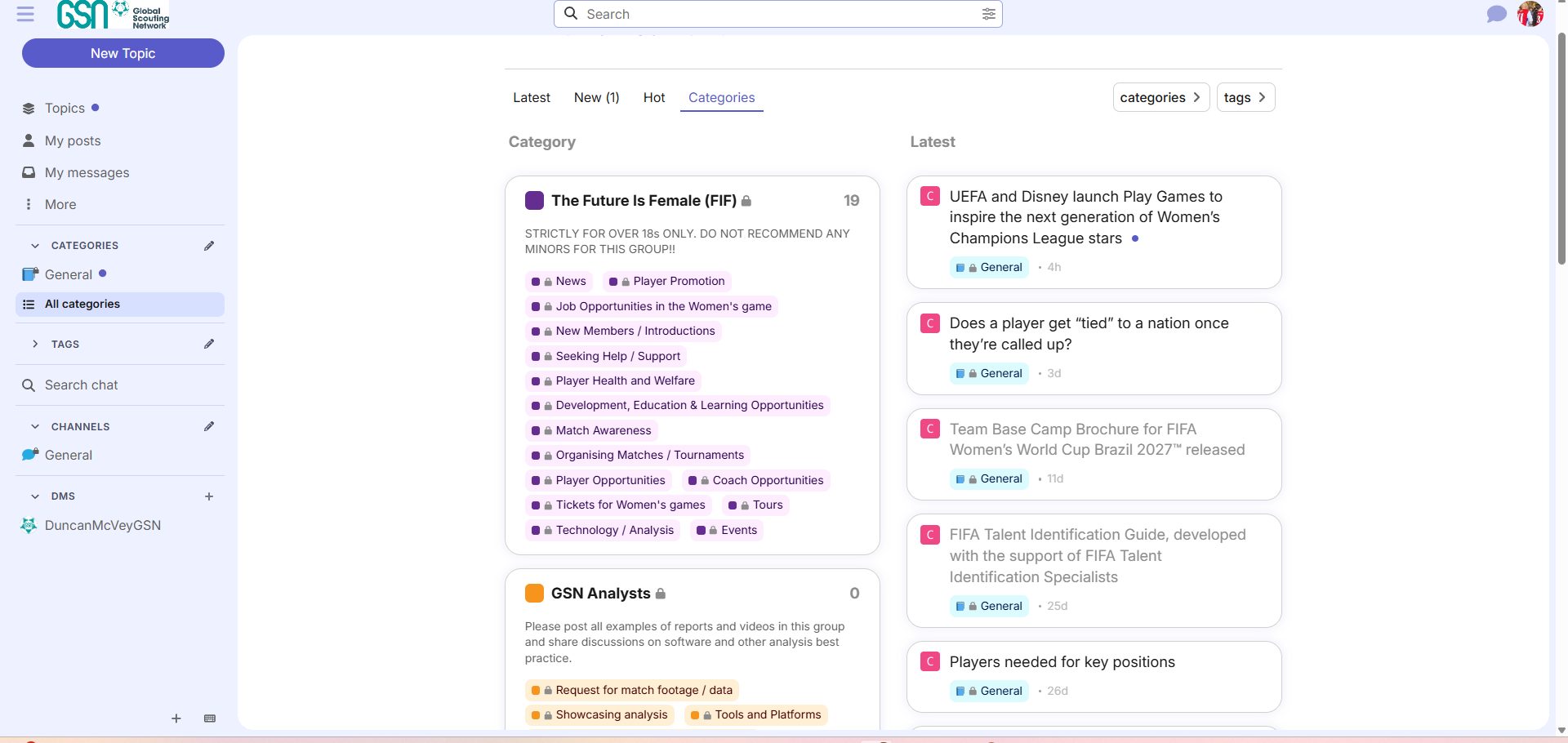 Screenshot of the GSN Discourse community at gsn.discourse.group
